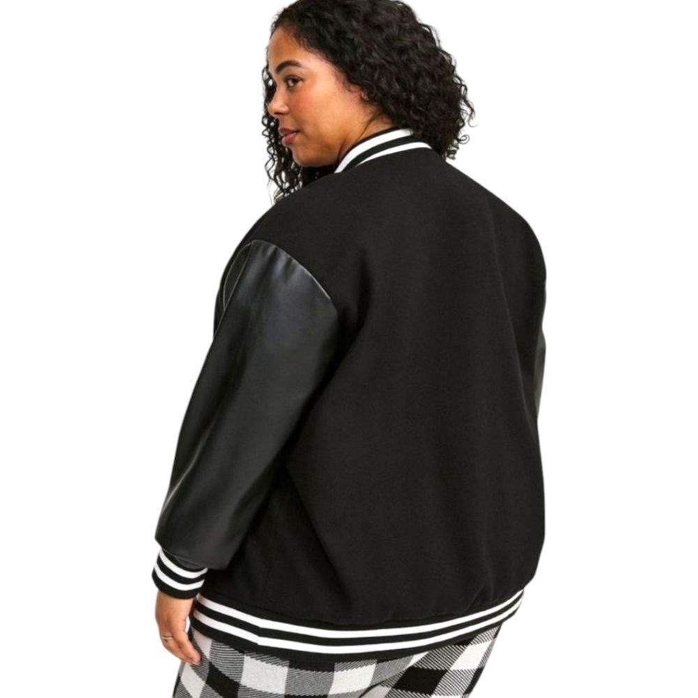 TORRID Softest Coat Faux Leather Sleeve Bomber Jacket Plus Size 2X NWT - Picture 11 of 16